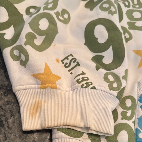 Rare Gino Green Global white Graphic Hoodie with 9’s monogram 5X - Picture 11 of 16